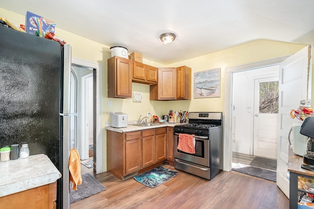 560 Stryker Ave, Saint Paul, MN 55107 - kitchen featuring a sink, light countertops, light wood-type flooring, and appliances with stainless steel finishes