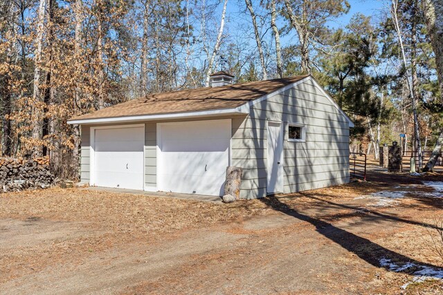 view of detached garage