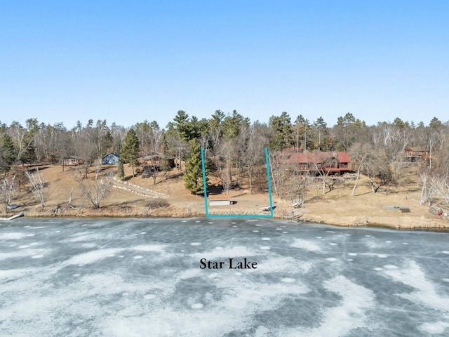 view of yard with view of wooded area