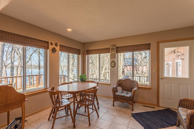 48987 Tamarac Dr, Scambler Twp, MN 56572 - sunroom with plenty of natural light, baseboards, visible vents, and a textured ceiling
