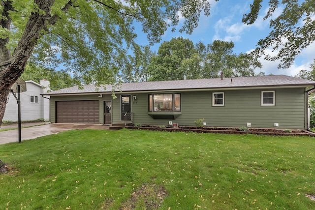 257 Elm Dr, Foley, MN 56329 - ranch-style home featuring an attached garage, driveway, and a front yard