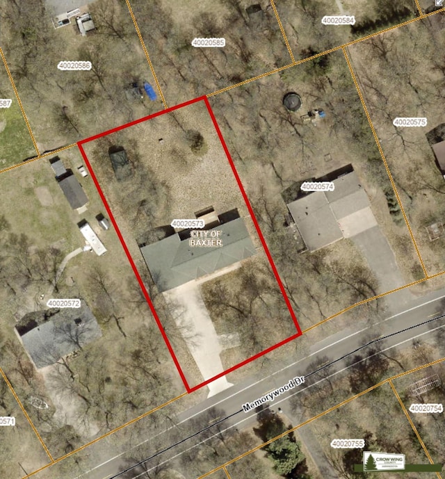 14289 Memorywood Dr, Baxter, MN 56425 - map / location featuring property parcel outlined