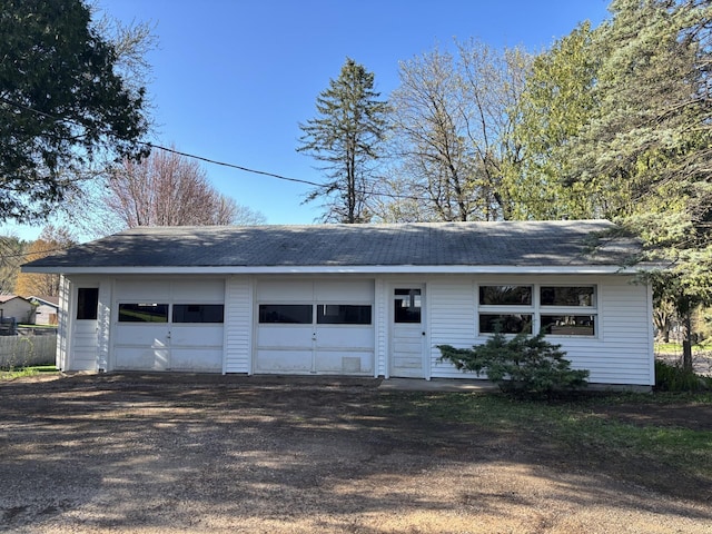 view of detached garage