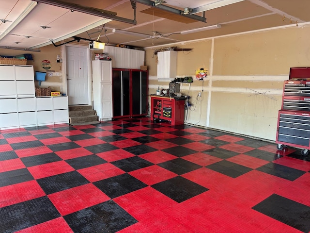 garage with a garage door opener