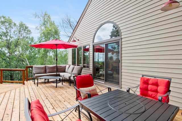 8440 Delaney Ct, Inver Grove Heights, MN 55076 - wooden terrace featuring an outdoor living space and outdoor dining area