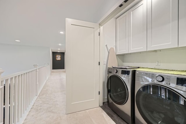 925 Minnesota Ln N, Plymouth, MN 55447 - washroom featuring cabinet space, washer and dryer, and recessed lighting