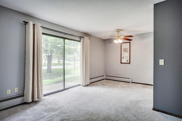 702 Old Settlers Trl Unit 3, Hopkins, MN 55343 - carpeted empty room with a baseboard heating unit, ceiling fan, and a textured ceiling