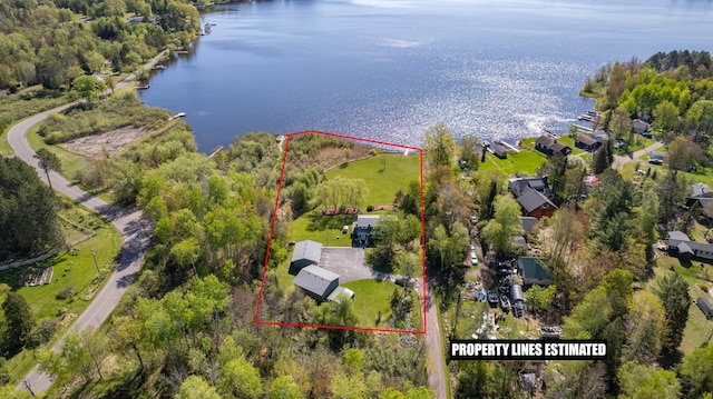 4463 Singkoffer Rd, Summit Twp, WI 54880 - aerial view of property's location with a nearby body of water and property parcel outlined