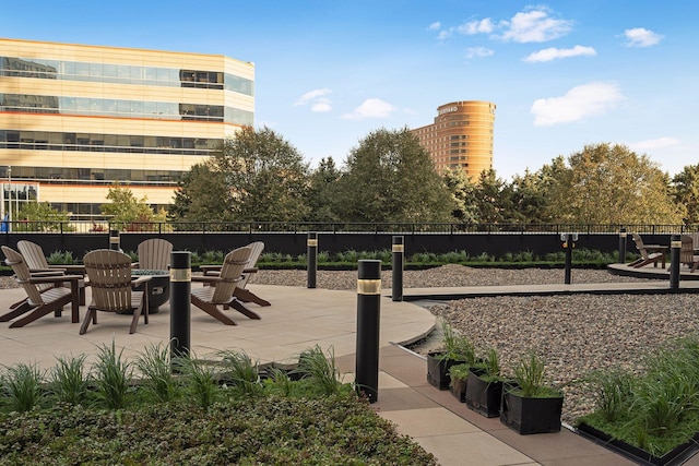 view of patio / terrace featuring fence