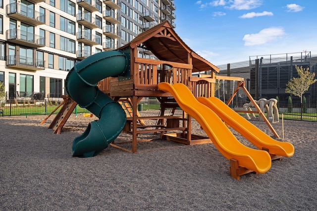 communal playground with fence