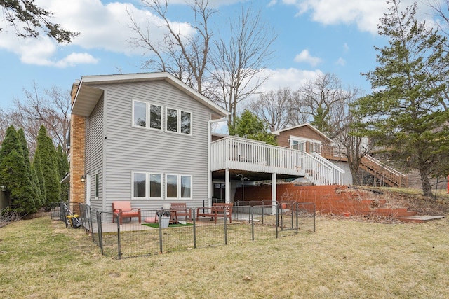 6224 Red Oak Rd, Mound, MN 55364 - back of house featuring stairway, a deck, and a fenced backyard