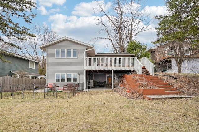 6224 Red Oak Rd, Mound, MN 55364 - rear view of house with stairway, a deck, and a patio