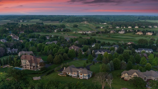 view of aerial view at dusk