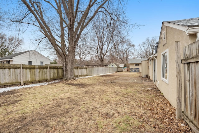 view of yard featuring a fenced backyard