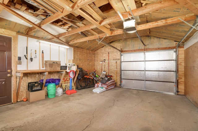 garage with a garage door opener