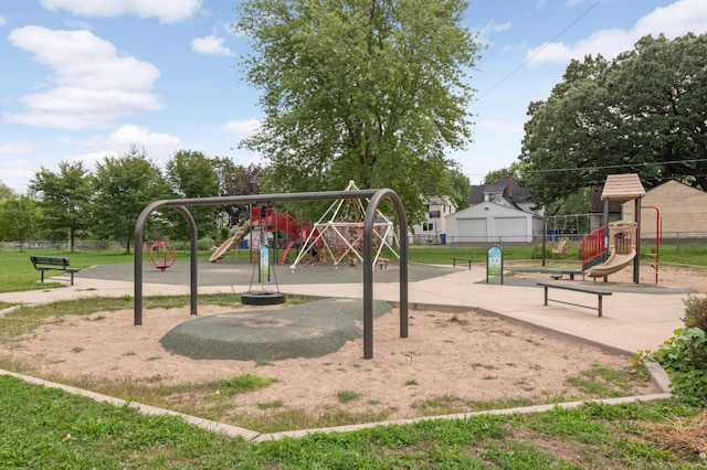 community play area with fence