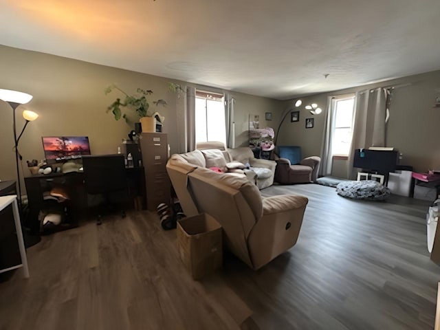 208 Dugan St S, Welcome, MN 56181 - living area featuring wood finished floors and an office area