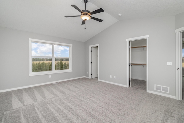 21057 Tippecanoe St NE, East Bethel, MN 55011 - unfurnished bedroom featuring lofted ceiling, carpet flooring, a spacious closet, a ceiling fan, and a closet