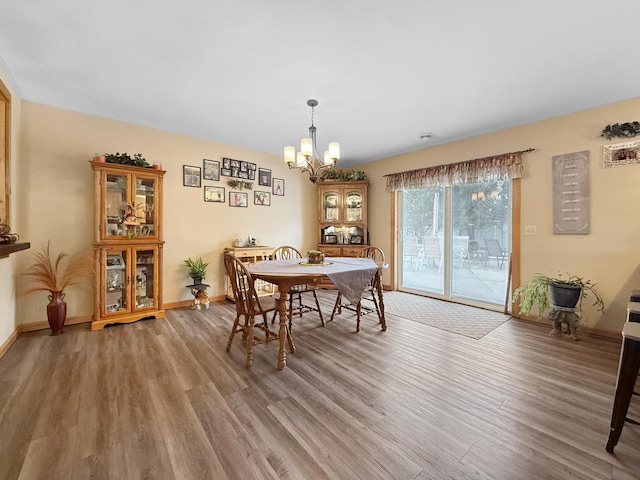 4886 Feelinrite Ln NW, Eckles Twp, MN 56601 - dining room with a chandelier, wood finished floors, and baseboards