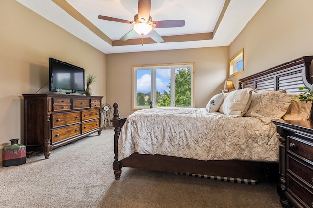 17623 Grist Ct SW, Prior Lake, MN 55372 - bedroom with carpet flooring, a tray ceiling, and ceiling fan