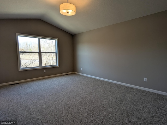 6752 104th St, Cottage Grove, MN 55016 - unfurnished room featuring vaulted ceiling, carpet, and baseboards
