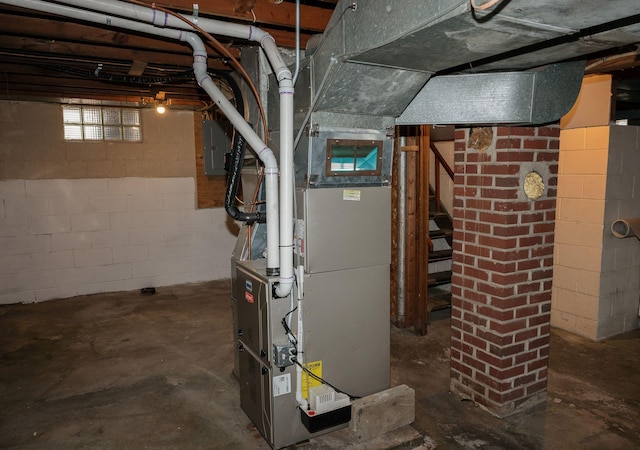 utilities featuring electric panel and heating unit