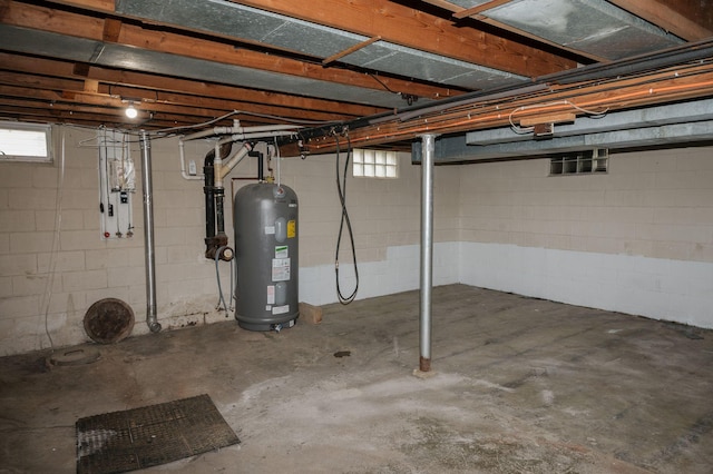 below grade area with water heater