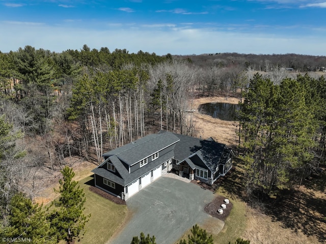 aerial view with a forest view
