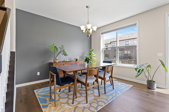 4025 River Valley Way, Eagan, MN 55122 - dining space with a chandelier, wood finished floors, and baseboards