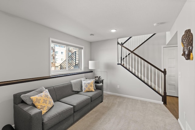 4025 River Valley Way, Eagan, MN 55122 - carpeted living area with baseboards and stairs