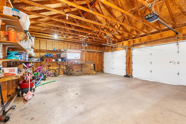 garage with a garage door opener
