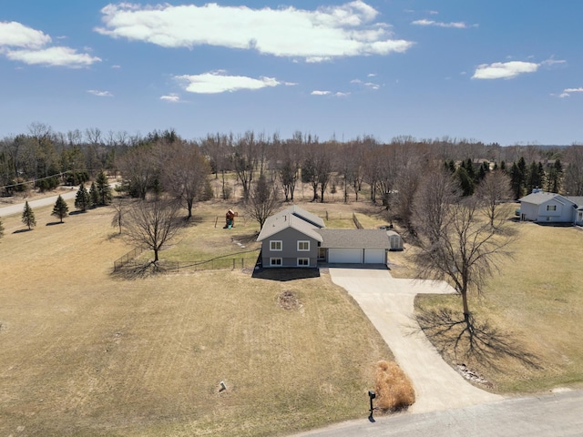 aerial view with a rural view