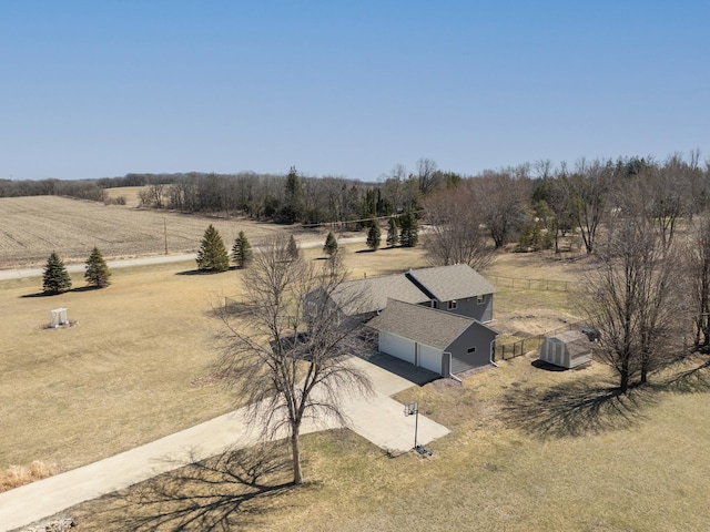 drone / aerial view featuring a rural view