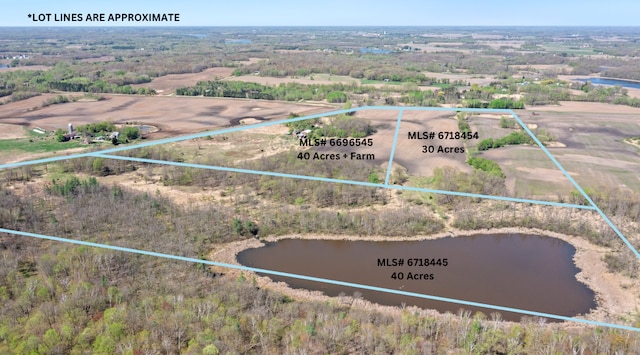 100 Stark Rd, Harris, MN 55032 - aerial overview of property's location featuring a large body of water and property boundaries highlighted