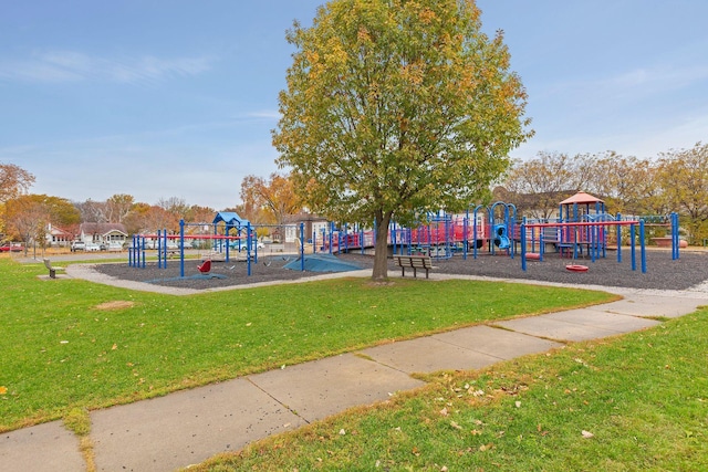 communal playground with a yard