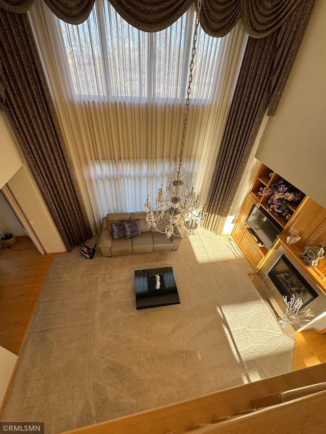 living room featuring a healthy amount of sunlight and carpet flooring