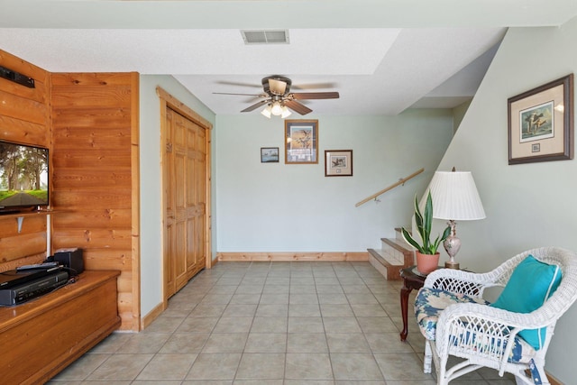 828 143rd St, Garfield Twp, WI 54001 - foyer with ceiling fan, baseboards, and light tile patterned floors