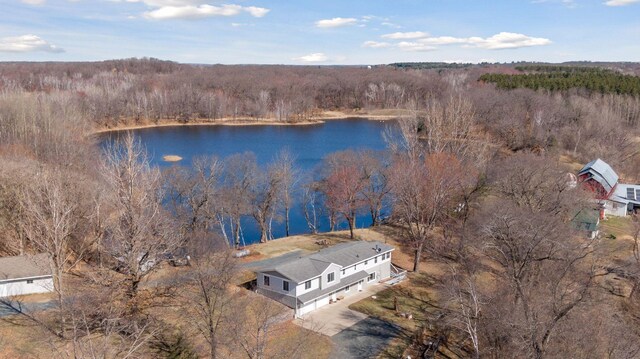 828 143rd St, Garfield Twp, WI 54001 - aerial view of property's location featuring a large body of water and a heavily wooded area