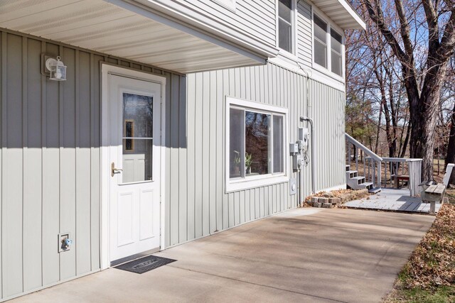 828 143rd St, Garfield Twp, WI 54001 - view of exterior entry with a patio area