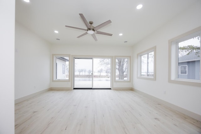 123 River View Rd, Ottertail, MN 56571 - empty room featuring recessed lighting, light wood-style floors, and ceiling fan