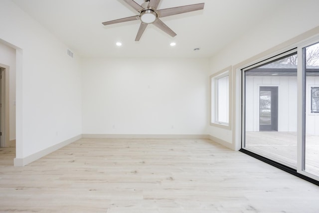 123 River View Rd, Ottertail, MN 56571 - unfurnished room with light wood-type flooring, a ceiling fan, and recessed lighting