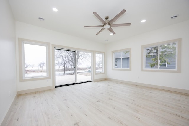 123 River View Rd, Ottertail, MN 56571 - spare room featuring light wood finished floors, a ceiling fan, and recessed lighting