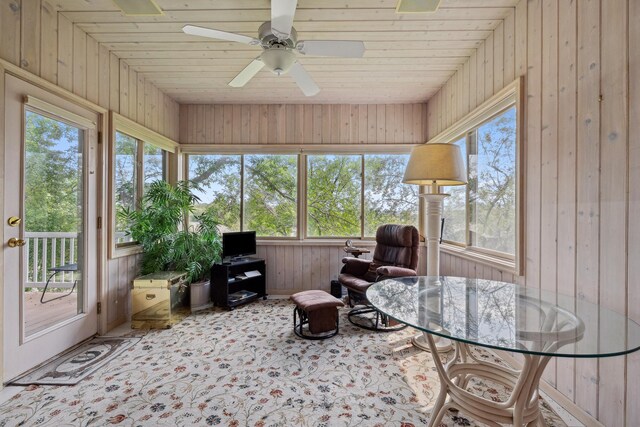 8991 Ferndale Ln, Eden Prairie, MN 55347 - sunroom with wooden walls, wooden ceiling, and a healthy amount of sunlight