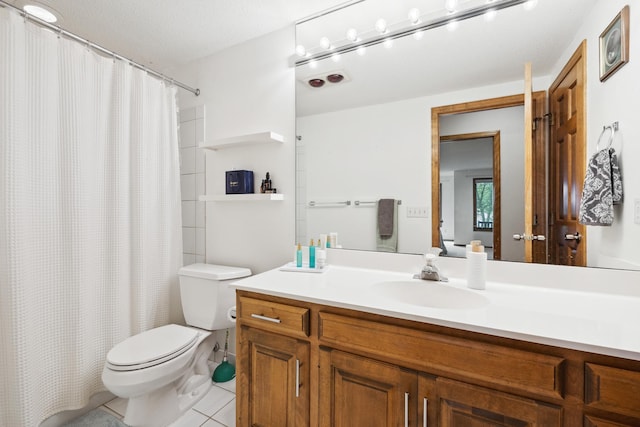 8991 Ferndale Ln, Eden Prairie, MN 55347 - full bath with toilet, tile patterned floors, a shower with shower curtain, and vanity