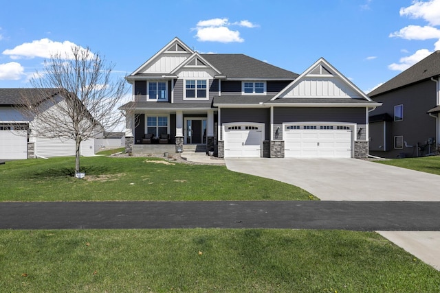 1149 167th Ave NW, Andover, MN 55304 - craftsman-style home with board and batten siding, driveway, stone siding, and a front lawn