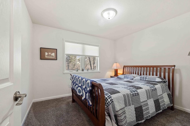 bedroom with baseboards and carpet floors