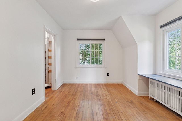 491 Burlington Rd, Saint Paul, MN 55119 - bonus room featuring radiator, light wood-style floors, and lofted ceiling