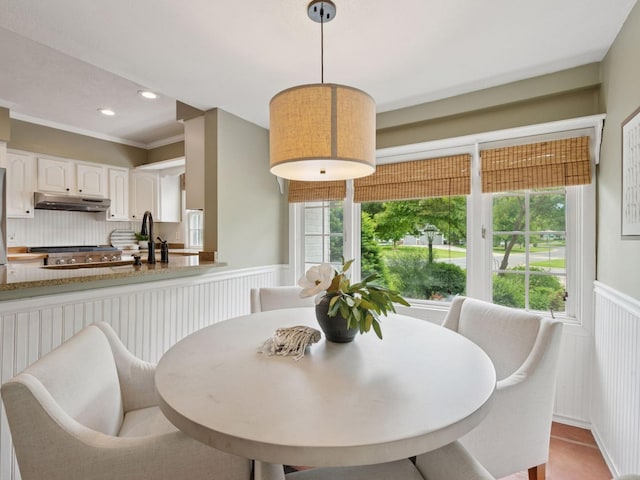 5048 Kent Ave, Edina, MN 55436 - dining area with a wainscoted wall, recessed lighting, and a decorative wall
