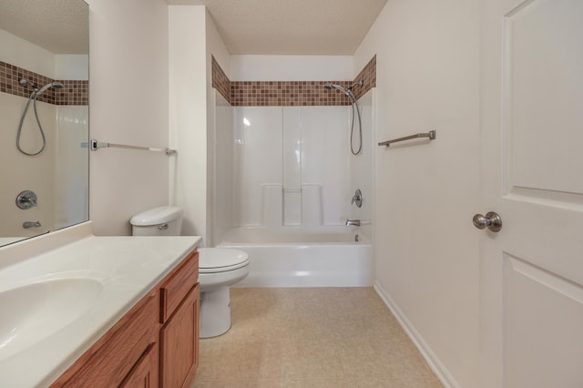 1065 Blackbird Trl SW Unit 8, Hutchinson, MN 55350 - bathroom featuring tub / shower combination, a textured ceiling, vanity, toilet, and tile patterned floors