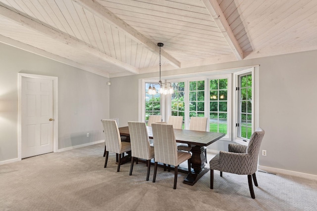 461 Peavey Ln, Wayzata, MN 55391 - carpeted dining area with a chandelier and wood ceiling